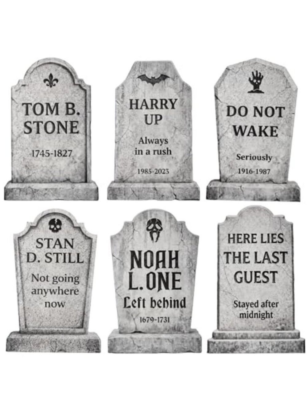 6 Pcs 17" Halloween Decorations Outdoor Graveyard Tombstones Realistic
